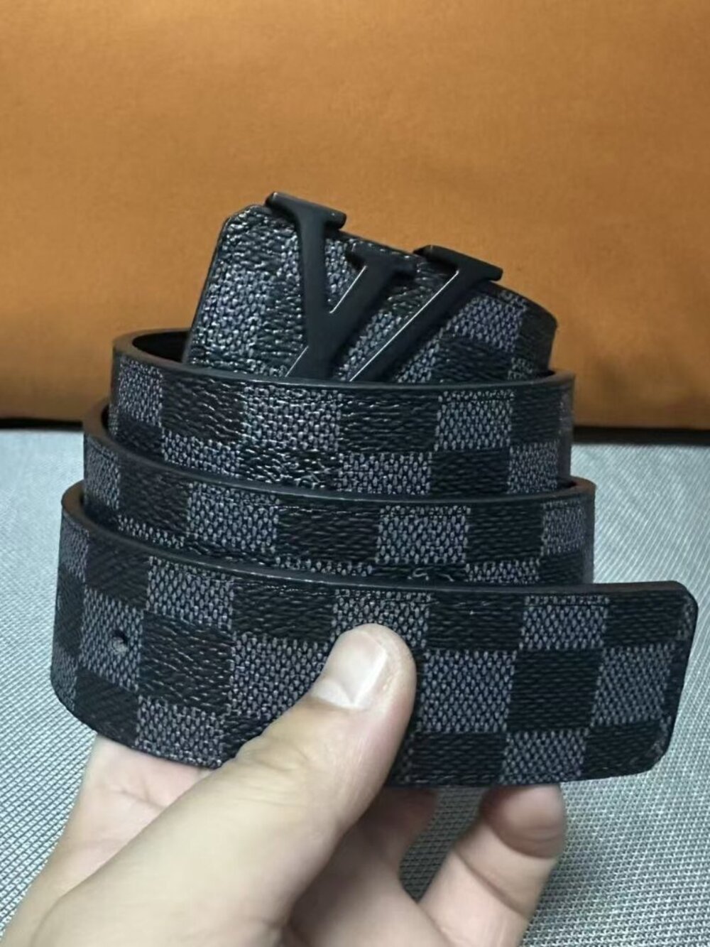 Louis Vuitton Damier Graphite LV Initials Buckle Belt